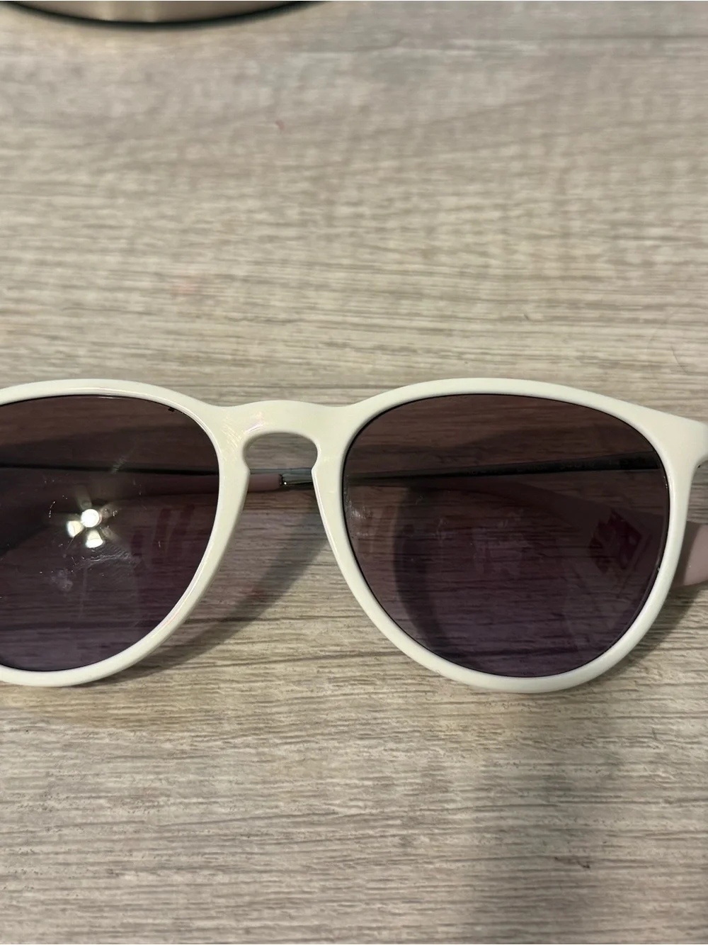 Ray-Ban Erika White Frame Sunglasses with Purple Lenses and Black Case - Picture 5 of 8
